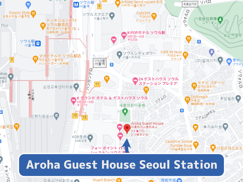 Aroha Guest House Seoul Station 周辺地図