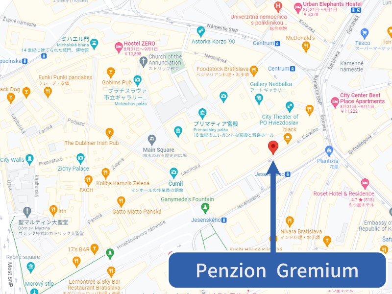 ブラチスラバの Penzion Gremium 地図